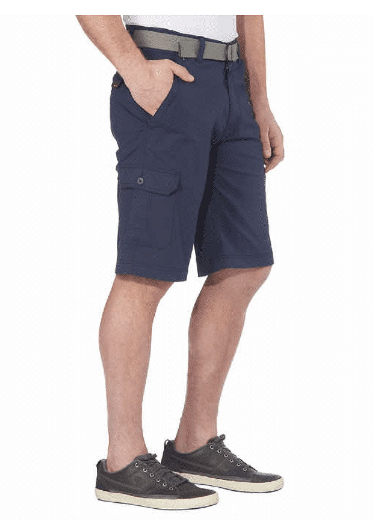 Wearfirst Men's Free-Band Comfort Flex Waistband Stretch Cargo Shorts (Blue, 40)