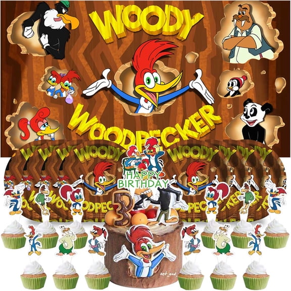 Woody Woodpecker Birthday Supplies Plates Decorations Decor Backdrop Banner Cake Topper Fans