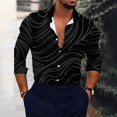 thumbnail image 1 of Mens Printed Long Sleeve Muscle Band Collar Button Down Shirt Party T Dress Up, 1 of 8