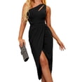 thumbnail image 3 of Vestido con abertura para mujer, vestido de un solo hombro para mujer, vestido de un solo hombro para mujer, vestido ajustado para mujer Características de vanguardia, 3 of 6
