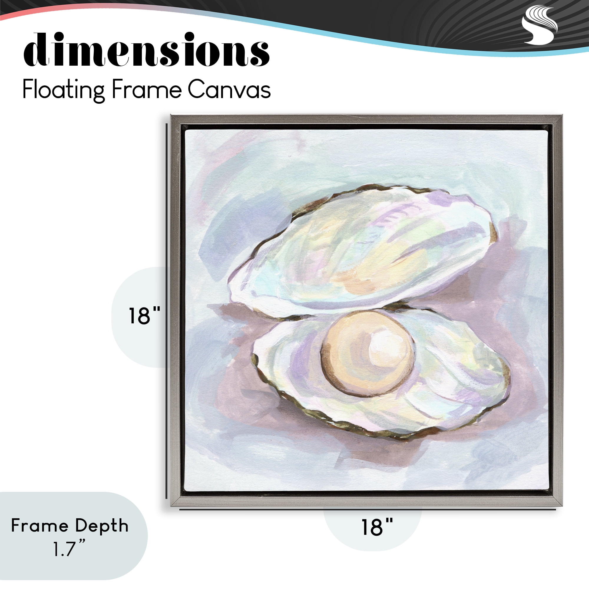 Stupell Industries Silent Opal Clam Pearl Gray Framed Floater Canvas Wall Art, design by Melissa Wang