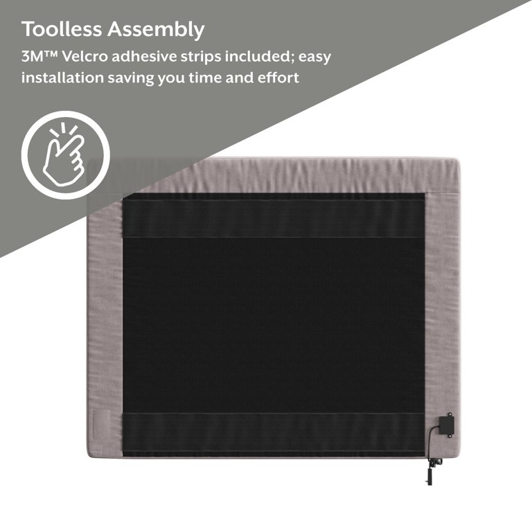 Hillsdale Upholstered Velvet Channel Stitched Hanging Twin Headboard with USB Charging, Gray