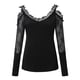 thumbnail image 3 of Pntutb Blusa de encaje con cuello en V para mujer con hombros descubiertos estilo largo Pntutb Pntutb-833, 3 of 6