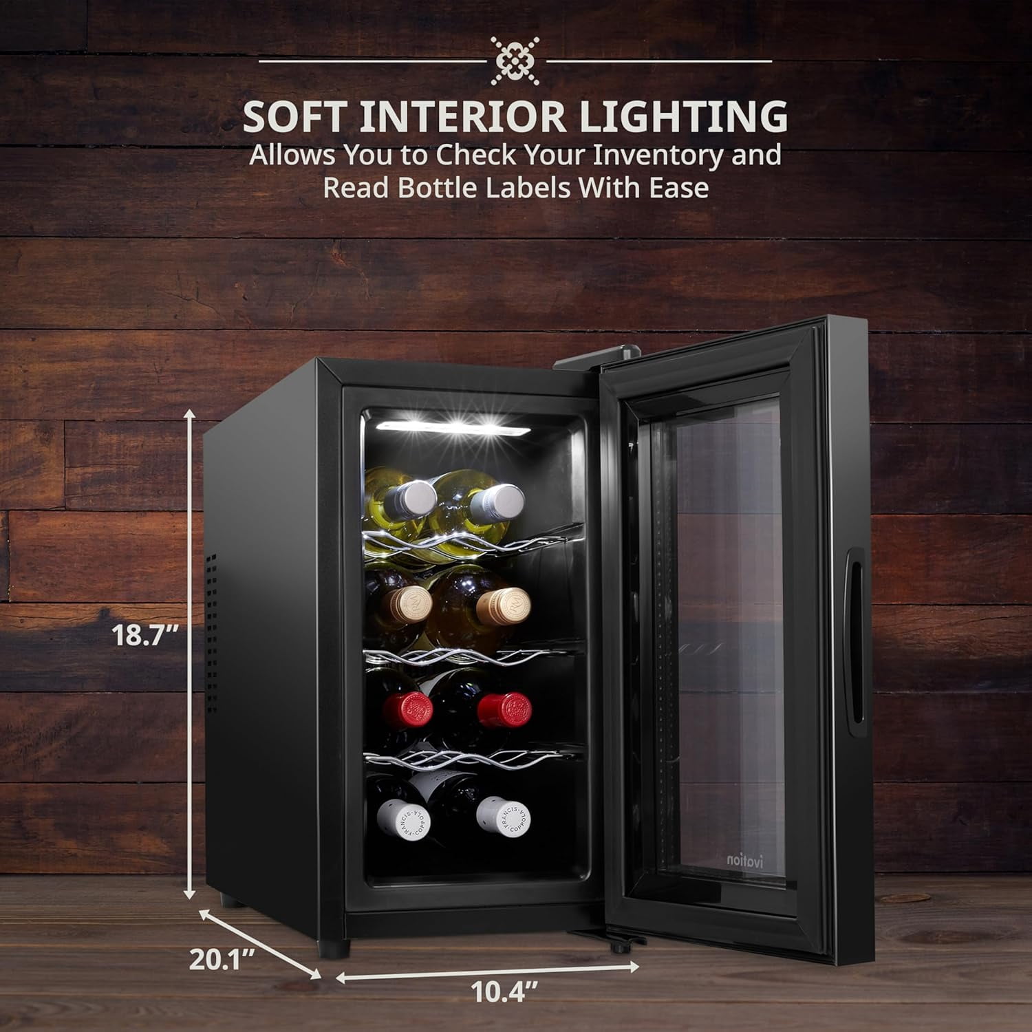 Ivation 8 Bottle Wine Fridge Freestanding Small Wine Cooler Refrigerator with Glass Door