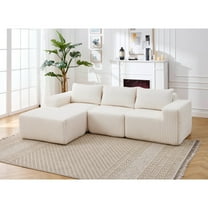 100" Cloud Couch, White Modern Sectional Couches for Living Room, L-Shape Upholstered Modular Sofa with Deep Seats and Right Facing Chaise