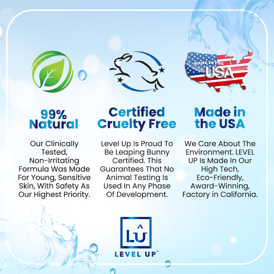 Level Up Boys Deodorant: Level Up Boys Deodorant: Aluminum-Free, Alcohol-Free, Paraben-Free, 24 Hr Odor Protection, Clean Fresh Scent, Kids & Tweens, Made in the USA
