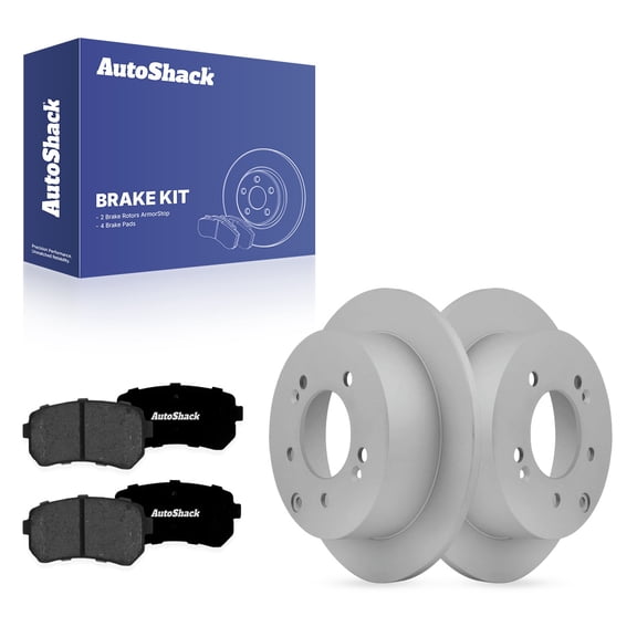 AutoShack Rear Brake Rotors & Premium Pads for Kia, Forte 2010-2013 Forte Koup 2010-2013, FWD L4 2.0L 2.4L - Coated - ArmorStop - 10.31" (262 mm), 5-Lug