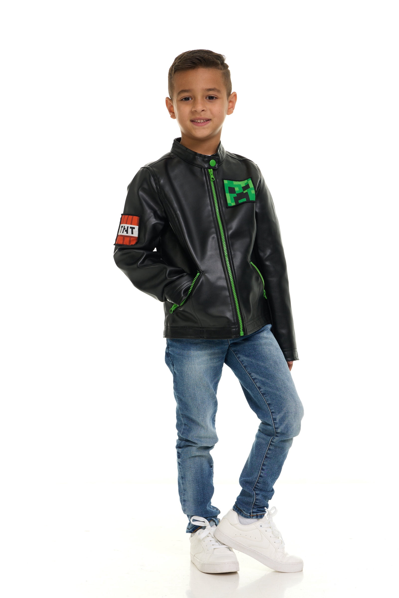 Minecraft Creeper Faux Leather Moto Jacket Little Kid to Big Kid