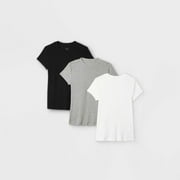 A New Day Women's Short Sleeve Ribbed (3 T-Shirts Bundle) - Black-White-Gray 195995336958