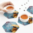 thumbnail image 7 of Pofeuu Woman Under Blossoming Tree Print Leather Coasters Set of 6, Round Cups Mugs Mat Pad for Home Kitchen Heat Resistant Drink Coasters,Hexagon, 7 of 7