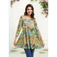 thumbnail image 3 of ENMAIN Womens 3/4 Sleeve Tunic Tops Yellow Floral Printed Shirts Plus Size Blouses Loose Fit Tops XL, 3 of 8