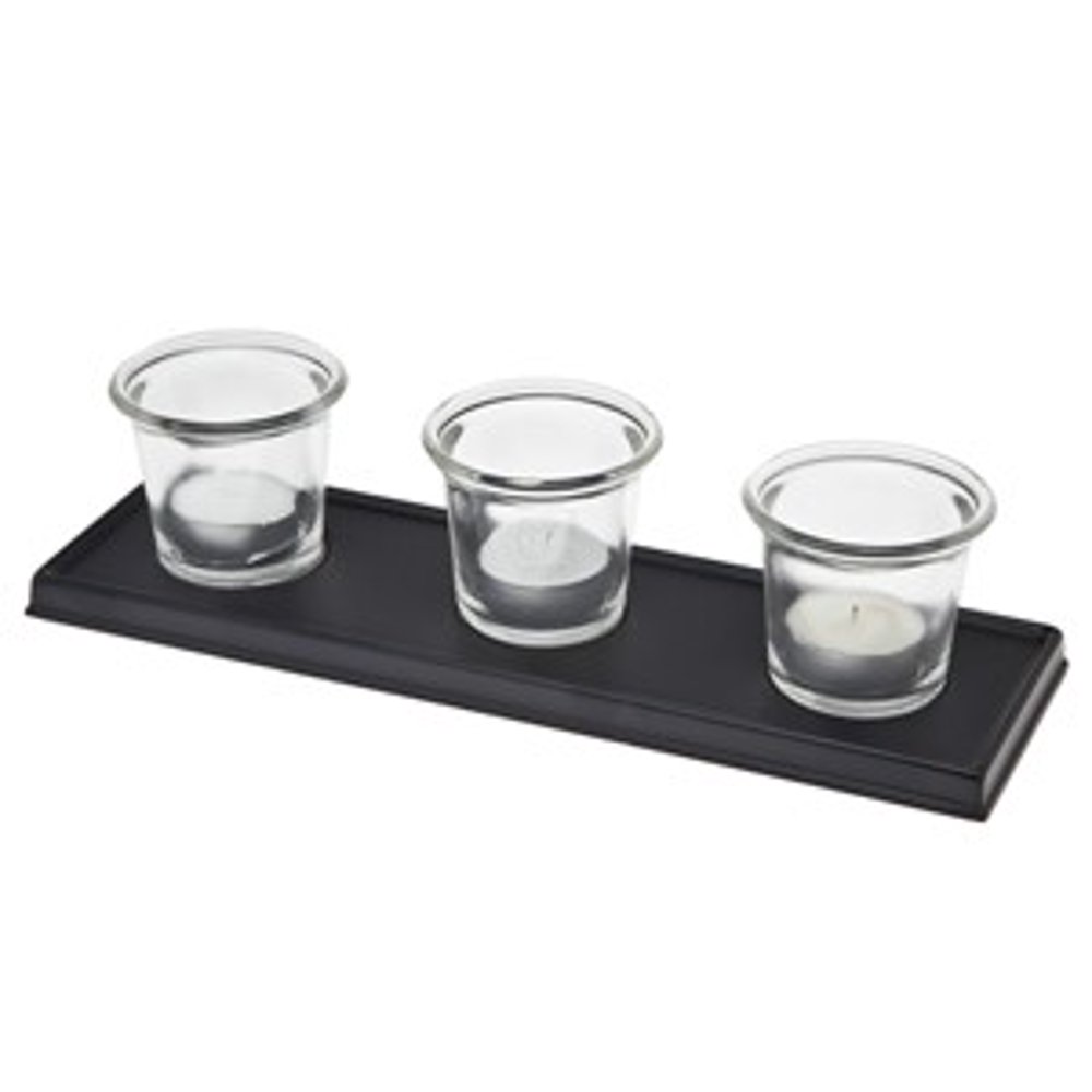3 Glass Tea Light Votive Candle Holders on Black Metal Base Walmart