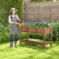 thumbnail image 2 of Costway HIPS Raised Garden Bed Poly Wood Elevated Planter Box with Legs, Storage Shelf Coffee, 2 of 10