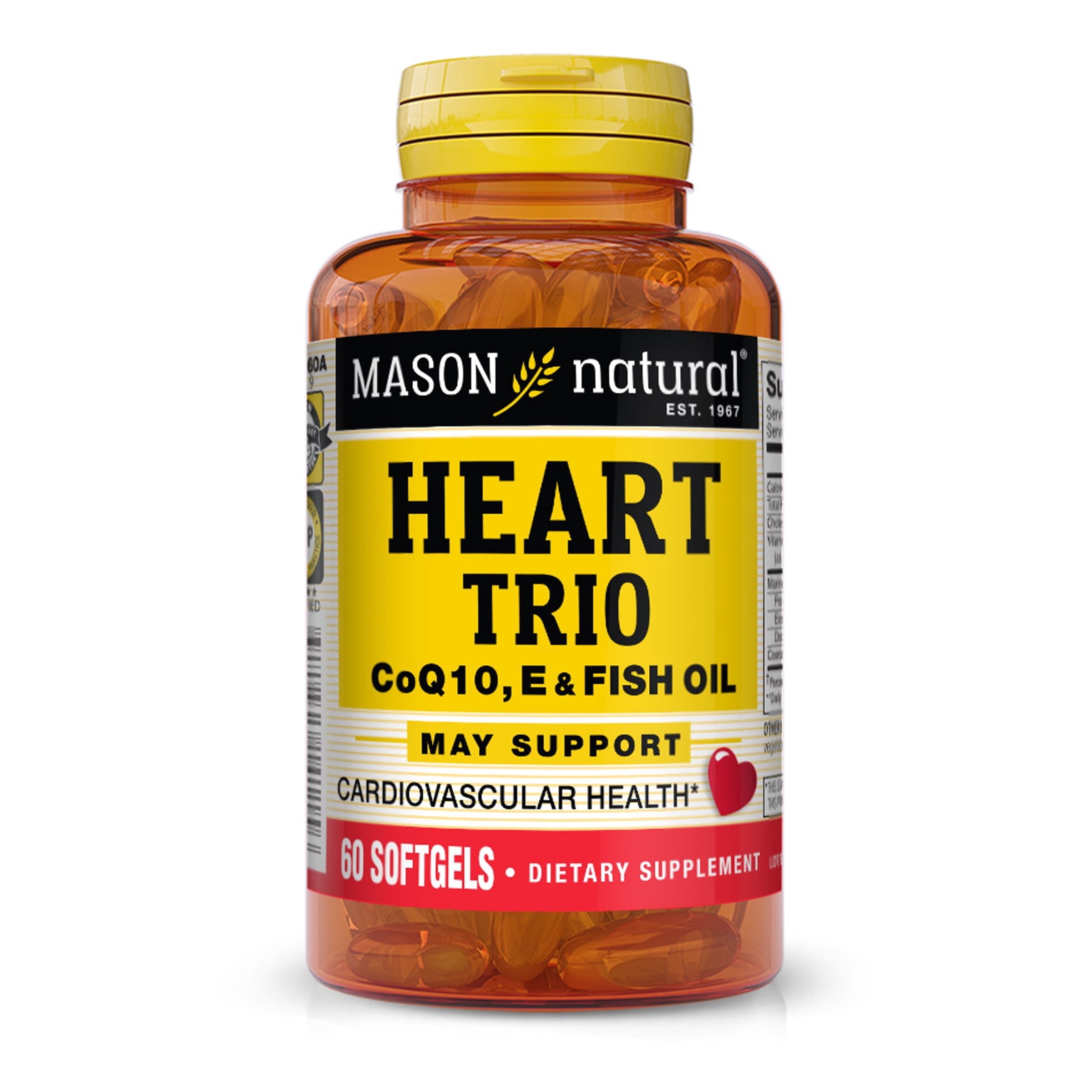 (3 pack) Mason Natural Heart Trio: CoQ10, Vitamin E & Fish Oil - Cardiovascular Health Supplements, 60 Soft Gels