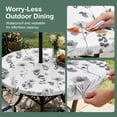 thumbnail image 5 of Round Outdoor Tablecloth with Umbrella Hole and Zipper, Grey Spring Floral Tablecloth with Elastic Waterproof, Flowers Botanical Elegant Pastoral Patio Table Covers for 45" - 54" Picnic Pool Tables, 5 of 9