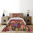 thumbnail image 3 of Ambesonne Groovy Quilted Coverlet 2 Pcs, Hippie Paisley Leaves, Twin Size, Multicolor, 3 of 4