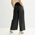 thumbnail image 4 of REALiKUN Women Pull On Pants Elastic Waisted Casual Wide Leg Long Lounge Trousers with Pocket Beach Wear, 4 of 7
