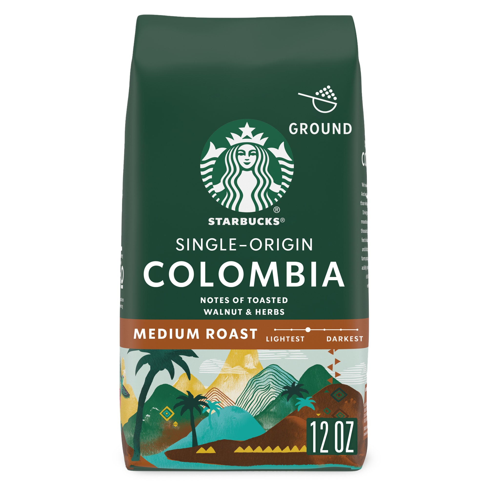 Starbucks Single-Origin Colombia, Ground Coffee, Medium Roast Hot or Iced Coffee, 12 oz