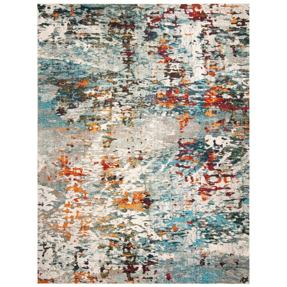 SAFAVIEH Madison Flowers Vintage Abstract Runner Rug, Grey/Blue, 2'2" x 12'