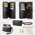 thumbnail image 4 of Allytechgroup Wallet Case for iPhone 11 with Credit Card Slot, RFID Blocking PU Leather Flip Case with Shoulder Strap Wrist Strap Compatible with MagSafe Shockproof Full Body Cover, Black, 4 of 13