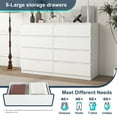 thumbnail image 6 of Resenkos 8 Drawer Wide Dressers for Bedroom, Modern Chest of Drawer Organizer, White, 6 of 12