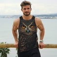 thumbnail image 6 of Uemuo Classical Style Brown Owl Pattern Men's Muscle Shirts Sleeveless Dry Fit Gym Workout Tank Top Lightweight Sports Tank Top Beach Tank Top, Loose-fit Sleeveless Shirt-Large, 6 of 7