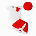thumbnail image 1 of Ymyiu Ensemble pour Tout-Petits Filles Filles Ensemble 2 Pcs Jupe Ensemble Jupe Courte Tenue Décontractée d'Été pour Filles 3T 4T (Rouge, 3-4 Ans), 1 of 7