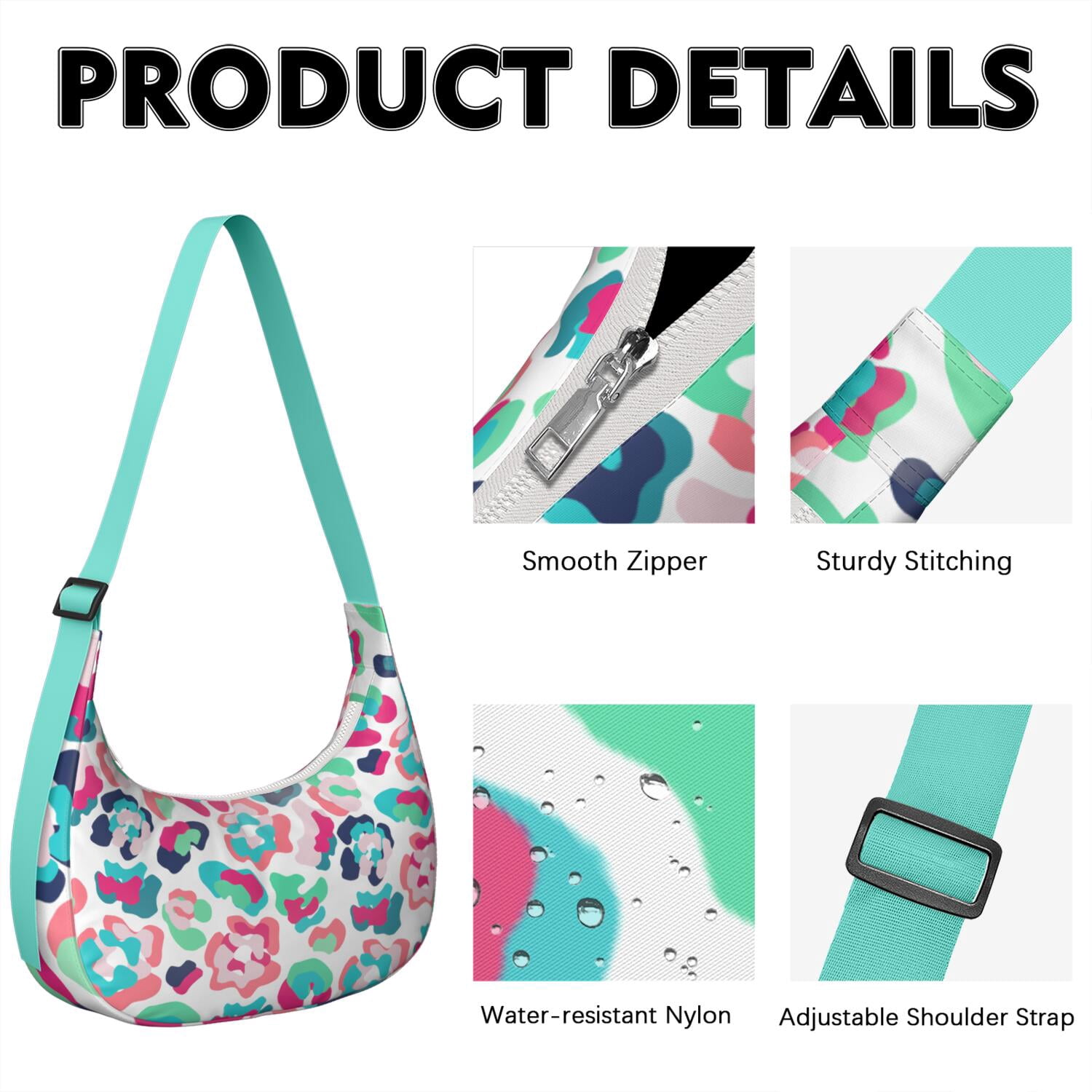 Classic Vintage Leopard Pattern Crossbody Tote for Women, Tropical Cheetah Print Shoulder Bag, Lightweight Water-Resistant Hobo Purse with Abstract Romantic Texture
