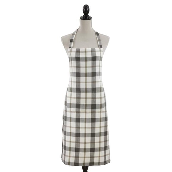 Saro Lifestyle 8050.GY2436 24 x 36 in. Cotton Plaid Apron, Gray
