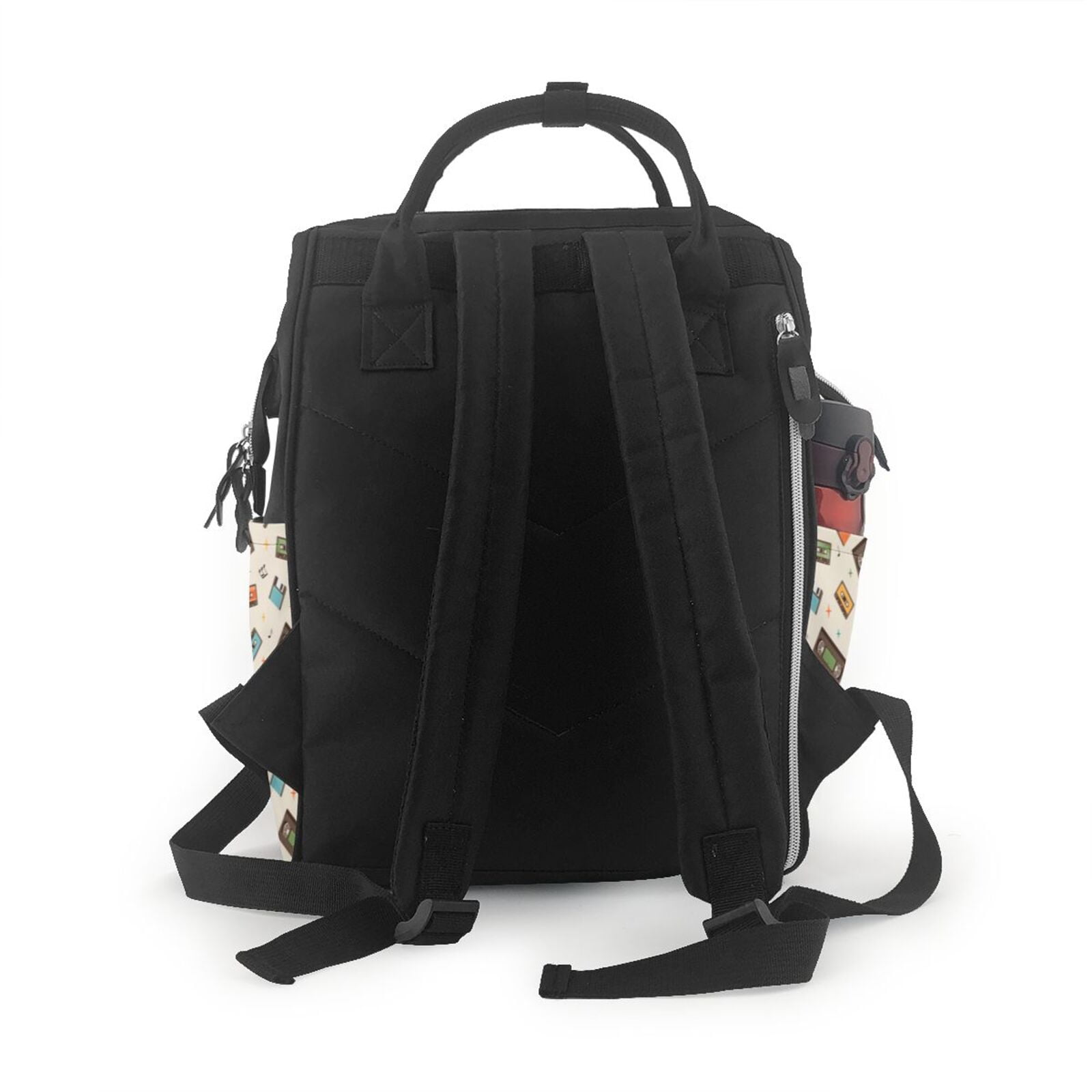 Fuzoiu Retro Vintage Tape Print Diaper Bag Backpack,Baby Essentials Travel Tote,Multi function Waterproof Diaper Bag, Travel Essentials Baby Bag - Unisex