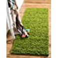thumbnail image 3 of Unique Loom 3140783 2 ft. 6 in. x 13 ft. Solid Shag Runner Rug, Grass Green, 3 of 5