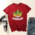 thumbnail image 2 of Pompotops T-Shirt Mode Femme Imprimé Cactus Col Rond Manches Courtes Blouse, 2 of 3