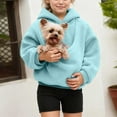 thumbnail image 4 of Ulanda Girls Pet Care Hoodie Furry Fleece Petcare Sweatshirt Pet Carrier Hoodies Pouch Hoodies with Dog Cat Pouch (Sky Blue, 11-12 Years), 4 of 6