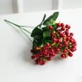 thumbnail image 4 of opvise Decorative Fruit Plant Artificial Fruit Plant Branch with Green Leaves Stem Realistic 6 Fork Faux Golden Ball Plant for New Year Christmas Home Red, 4 of 8