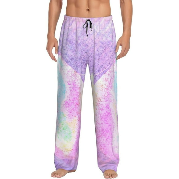 Fotbe Purple Sparkling Butterfly Pantalones de Pijama para Hombre, Pantalones de Dormir, Pantalones de Casa con Cintura Ajustable y Bolsillos-Medium