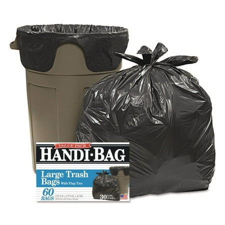 Webster, WBIHAB6FT60, Handi-Bag Wastebasket Bags, 60 / Box, Black, 30 gal