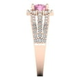 thumbnail image 3 of Clara Pucci 14K Rose Gold Solid Gold Pink Halo Anniversary Ring for Women - 1.83 cttw Round Cut, 3 of 8