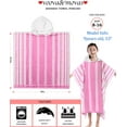 thumbnail image 2 of Hooded Beach Towels for Boys| Girls | Teens (8-16Years), 100% Thick Poncho Towel Robe for Kids, Perfect for Pool, Beach, Bath and Gifts, Grey Cabana Stripe Design, 2 of 4