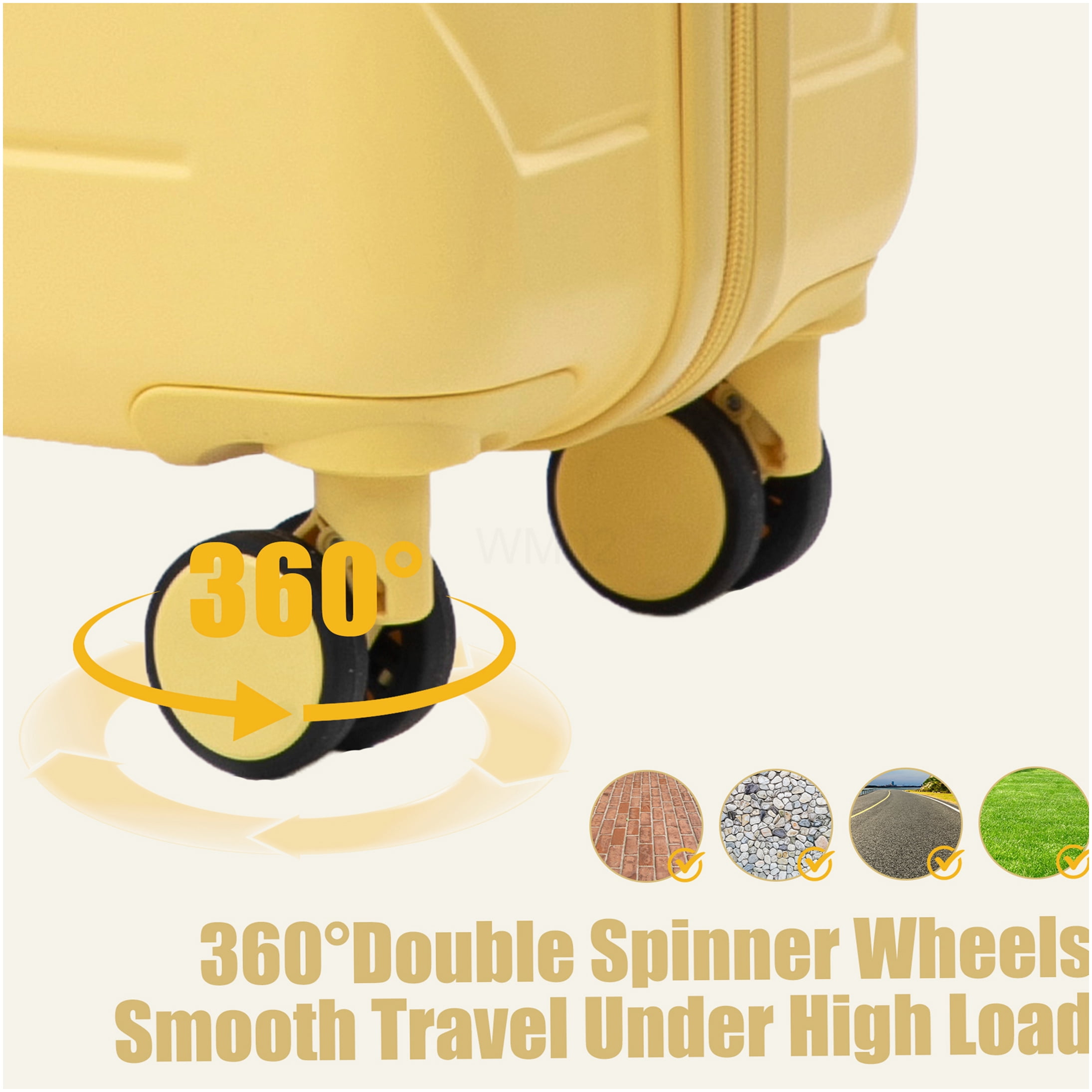 COSMOS 28 Inch Checked Luggage, Yellow ABS Hardside Spinner Suitcase with TSA Lock, Large Capacity for International Travel &; Vacations