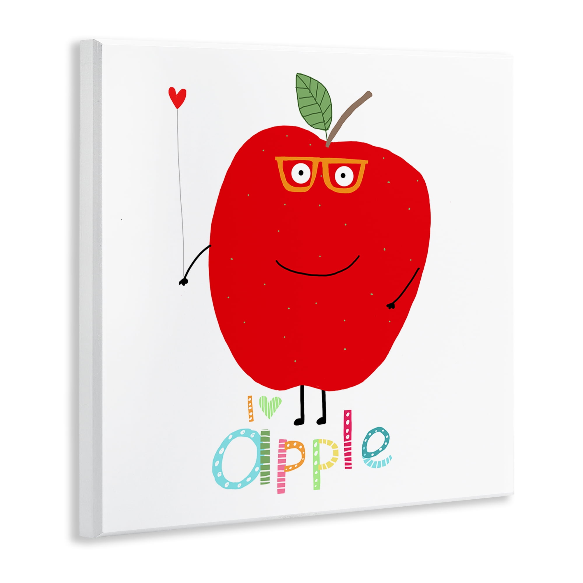 Stupell Industries Fun Smiling Apple Food & Beverage Painting Unframed Art Print Wall Art, 12 x 12