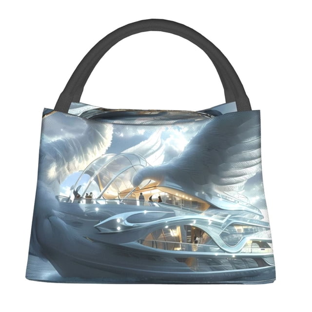 Balery Fantasy Swan Yacht Design Bolsa de Aislamiento Portátil – Bolsa de Almuerzo con Forro de Aluminio Mejorado, Funda Impermeable y Fácil de Limpiar para Picnic y Caja de Almuerzo