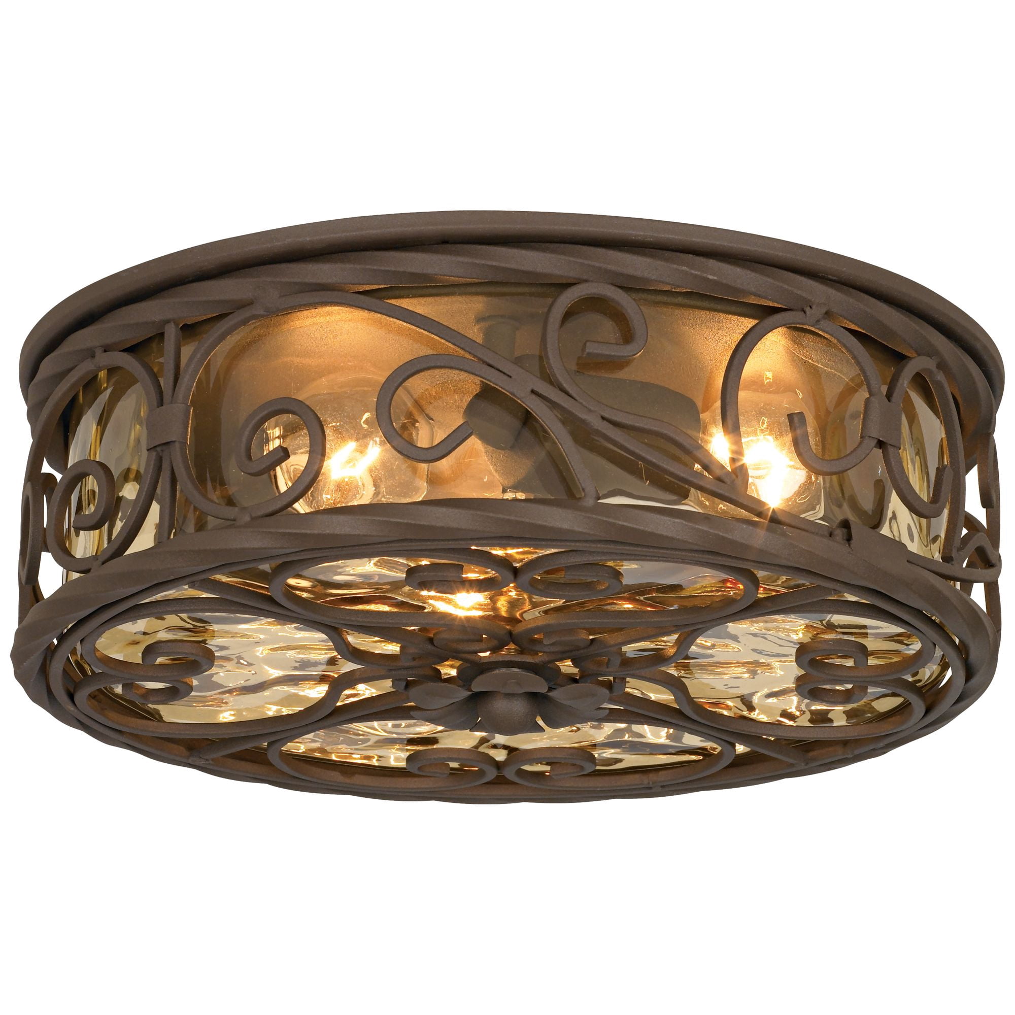 John Timberland Casa Seville Rustic Farmhouse Flush Mount Outdoor Ceiling Light Fixture Dark Walnut 4 1/2" Champagne Water Glass for Post Exterior