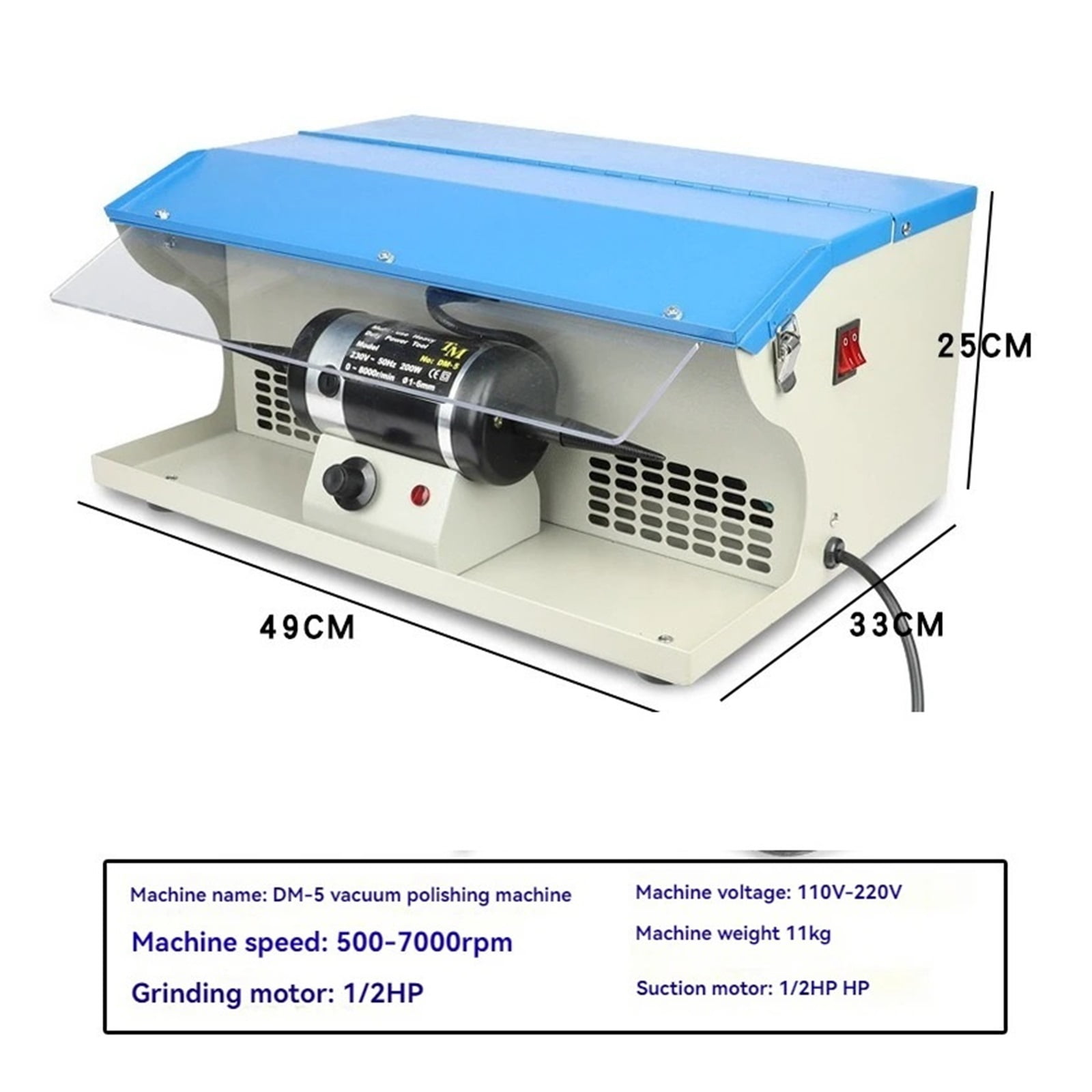 Polishing Machine With Dust Collector Bench Grinder, Gold Silver Jewelry Watches Polisher Machine ,Powerhouse Performance