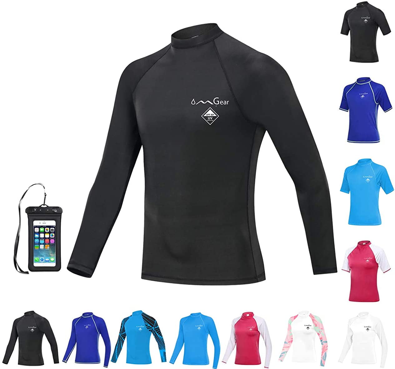 OMGear Rashguard Swimsuit MMA BJJ Rash Guard UPF 50 Swimming Shirt Surf Suit Rash Vest Free all