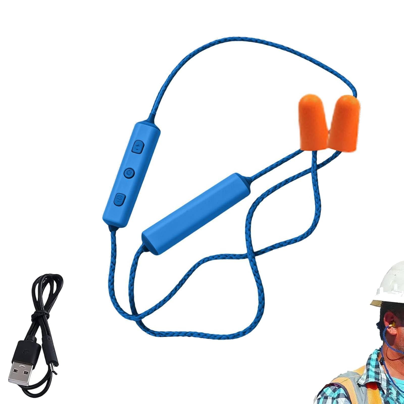Earphone Ear Plugs for Work,Noise Suppression,Ear Plugs Earphone Headphones,Work Earbuds Hidden in Ears Headphones Isolating,Hearing Protective,for Construction Sites,Noisy Places Working (Blue)