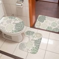 thumbnail image 4 of Sage Green Ocean Bath Mat 3 Piece Bathroom Rug Set, Coastal Grey Coral Starfish Shell Non Slip Bath Rug Contour Mat and Toilet Lid Cover, Absorbent Shower Mats Soft Bath Rugs and Mats Sets, 4 of 8