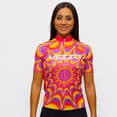 thumbnail image 4 of Camisetas de ciclismo de manga corta de color morado para mujer, uniforme de ciclismo, ropa deportiva de equipo profesional, camiseta de motocross, ropa de bicicleta de montaña, 4 of 5