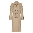 thumbnail image 5 of GXIPO Womens Oversized Long Trench Coat Double Breasted Lapel Windproof Overcoat with Belt Khaki S, 5 of 5