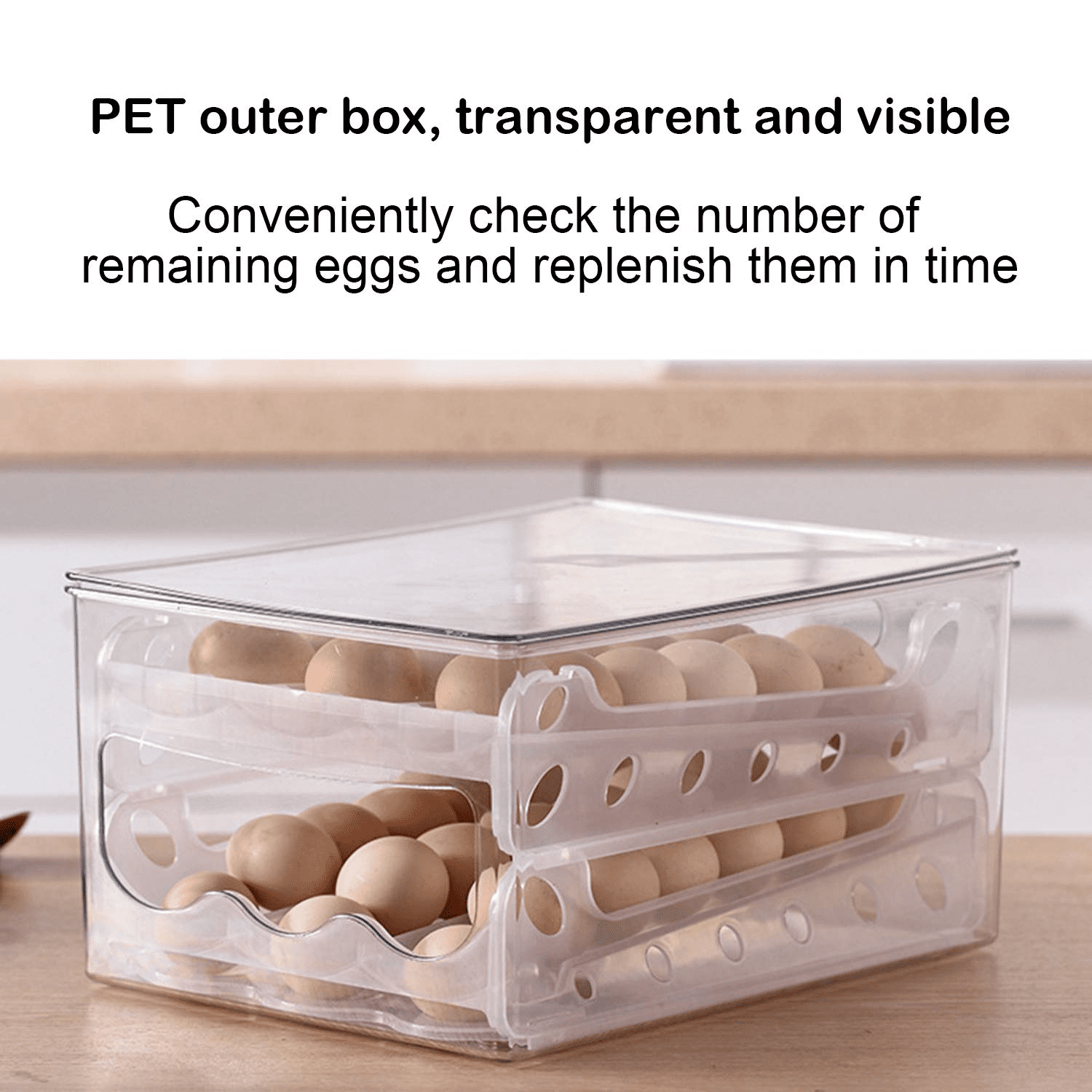 Kitchen Plastic Egg Holder,Fridge 2-tier Organizer Container with Handles -  Bed Bath & Beyond - 36967320