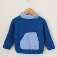thumbnail image 1 of Woonie Handmade Kangaroo Pocket Detailing Sweater-Blue, 1 of 3